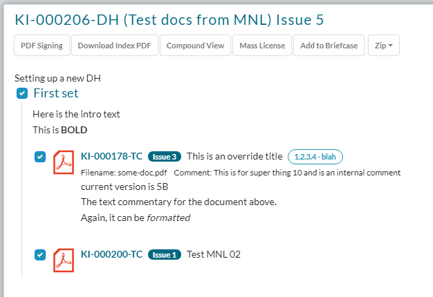 Document Holder Listenansicht