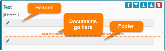 Document Holder Abschnitte (Sections) Kopf- Fusszeile